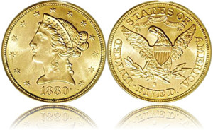 $5 Gold Liberty aka Half Eagle (1840 - 1907)